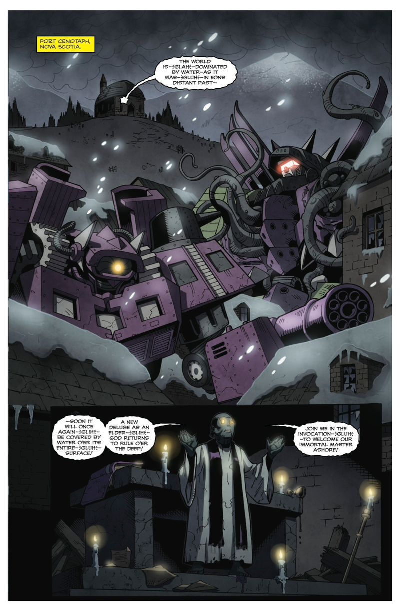 Illustration for article titled Remember when Nikola Tesla teamed up with Optimus Prime to battle Lovecraftian Decepticons?